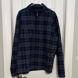 Men's Classic Blue Plaid Zip-Up Sweater